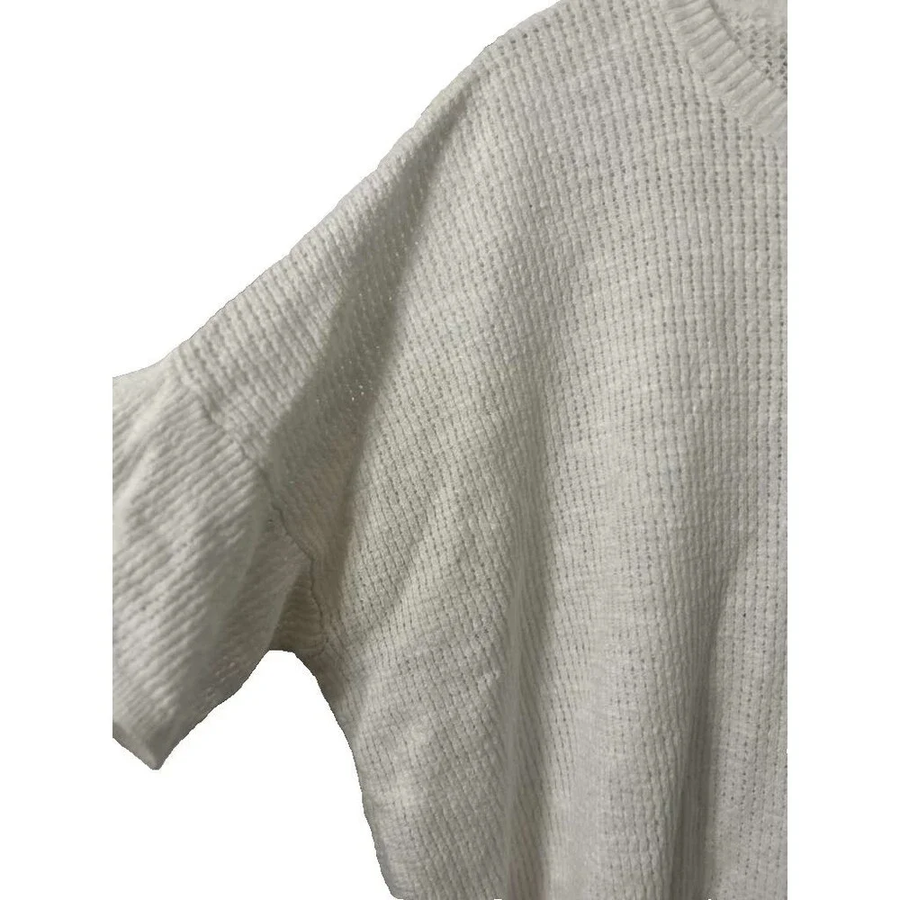 Eileen Fisher Knit Round Neck Linen Cotton Women's Large White Top